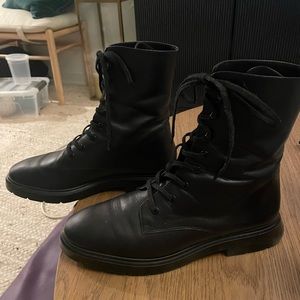 Stuart Weitzman Gently Worm black combat boots